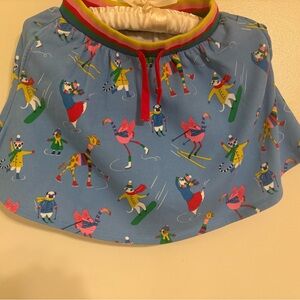 Mini Boden Blue Skirt with Colorful Animal Design